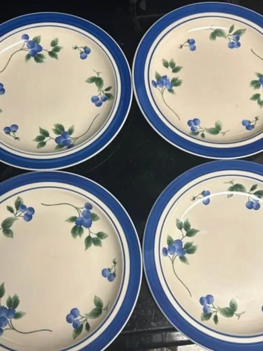 4 L.L. Bean Blueberry Dinner Plates - 8.5”